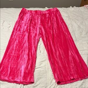 A New Day Pull On Crushed Velvet Vibrant Pink Wide-Leg Pants, Size XXL